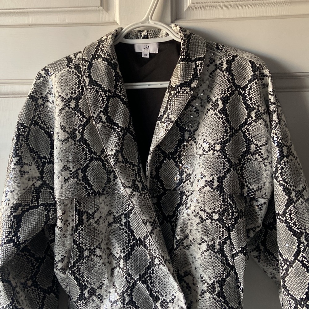 Lpa Revolve Sequined Python Long Sleeved Jacket S… - image 2
